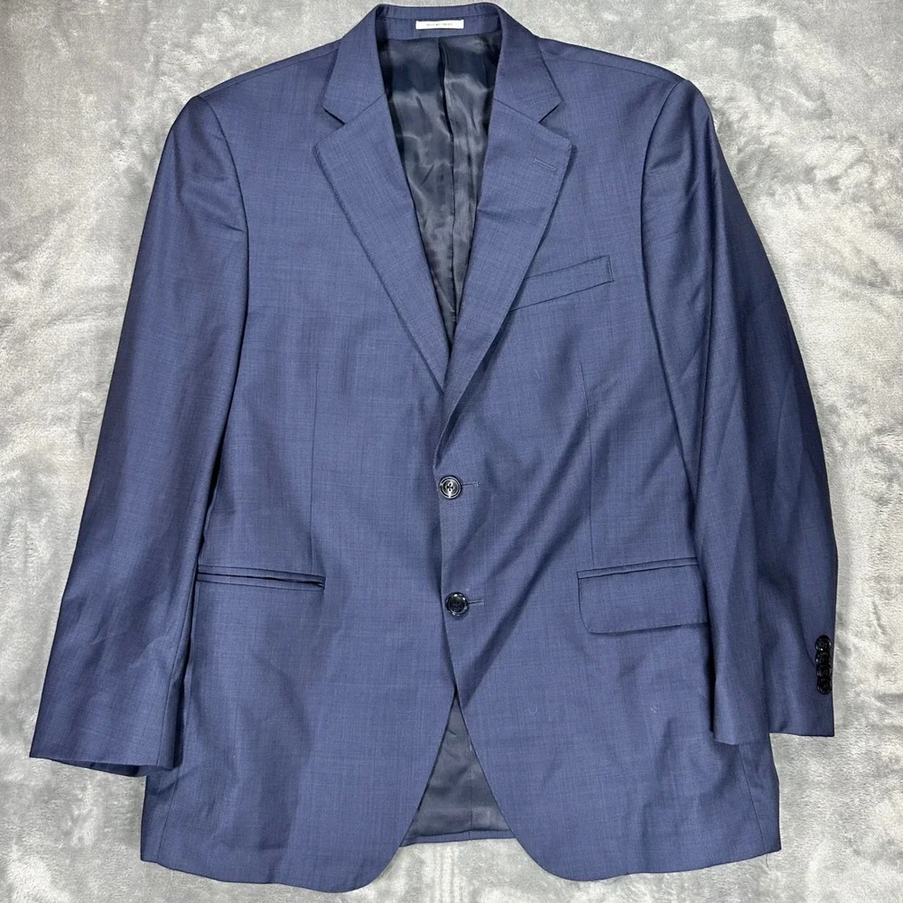 Peter Millar Mens Blue Two Button Wool Blend Blazer Sport Coat Jacket 42R